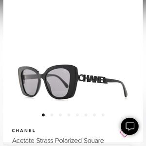 CHANEL 
Acetate Strass Polarized Square Sunglasses 5422-B Black